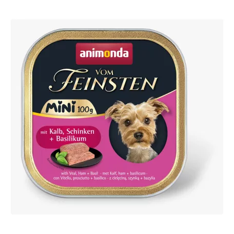 Animonda | Vom Feinsten Adult Mini | borjú, sonka és bazsalikom alutálcás nedves eledel felnőtt kutyáknak – 100 g
