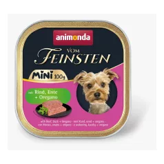   Animonda | Vom Feinsten Adult Mini | marha, kacsa és oregáno alutálcás nedves eledel felnőtt kutyáknak – 100 g