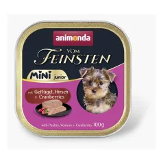   Animonda | Vom Feinsten Junior Mini | szarvashússal és szárnyassal alutálcás nedves eledel kölyökkutyáknak – 100 g