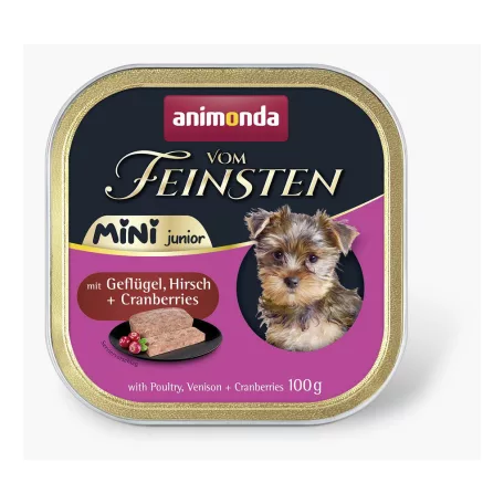 Animonda | Vom Feinsten Junior Mini | szarvashússal és szárnyassal alutálcás nedves eledel kölyökkutyáknak – 100 g