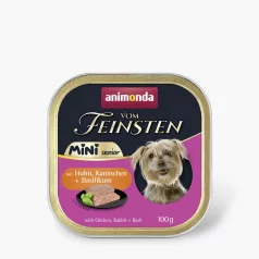   Animonda | Vom Feinsten Senior | Csirke, nyúl és bazsalikom ízesítésű pástétom idős kutyák részére – 100 g
