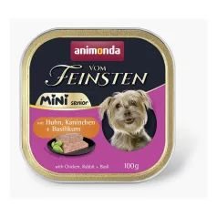   Animonda | Vom Feinsten Senior Mini | csirke, nyúl és bazsalikom alutálcás nedves eledel idős kutyáknak – 100 g