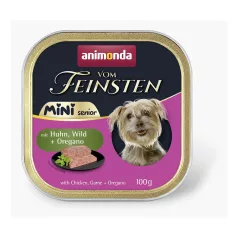   Animonda | Vom Feinsten Senior Mini | csirke, őz és oregánó alutálcás nedves eledel idős kutyáknak – 100 g