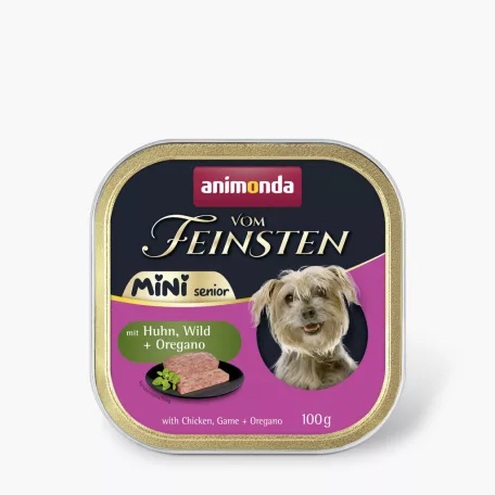 Animonda | Vom Feinsten Senior | Csirke, őzhús és oregánó ízesítésű pástétom idős kutyák részére – 100 g