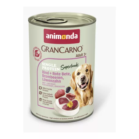 Animonda | GranCarno Adult Superfood | marha, cékla, szeder és pitypang konzerv felnőtt kutyáknak – 400 g