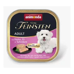   Animonda | Vom Feinsten Adult Gourmet | csirke, tojás és sonka alutálcás nedves eledel felnőtt kutyáknak – 150 g