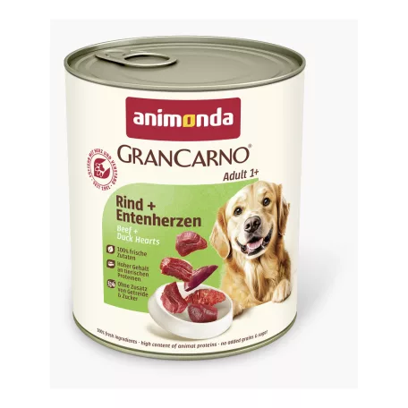 Animonda | GranCarno Adult | marha és kacsaszív konzerv felnőtt kutyáknak – 800 g