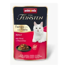   Animonda | Vom Feinsten Feines Filets | marhahús és pulykamell filé alutasakos nedves eledel felnőtt macskáknak – 85 g