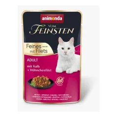   Animonda | Vom Feinsten Feines Filets | borjú és csirkemellfilé alutasakos nedves eledel felnőtt macskáknak – 85 g
