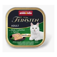   Animonda | Vom Feinsten Adult Gourmet | marha, lazacfilé és spenót alutálcás nedves eledel felnőtt macskáknak – 100 g