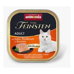   Animonda | Vom Feinsten Adult Gourmet | csirke, marha és sárgarépa alutálcás nedves eledel felnőtt macskáknak – 100 g