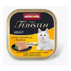   Animonda | Vom Feinsten Adult Gourmet | pulyka, marha és sárgarépa alutálcás nedves eledel felnőtt macskáknak – 100 g