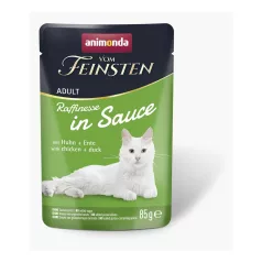   Animonda | Vom Feinsten Adult Raffinesse in Sauce | csirke és kacsa szószos alutasakos nedves eledel felnőtt macskáknak – 85 g