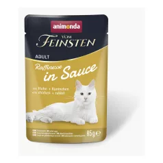   Animonda | Vom Feinsten Adult Raffinesse in Sauce | csirke és nyúl szószos alutasakos nedves eledel felnőtt macskáknak – 85 g