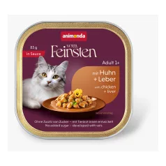   Animonda | Vom Feinsten Adult | csirke és máj szószos alutálcás nedves eledel felnőtt macskáknak – 85 g