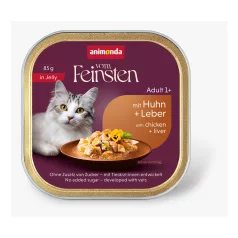   Animonda | Vom Feinsten Adult | csirke és máj zselés alutálcás nedves eledel felnőtt macskáknak – 85 g