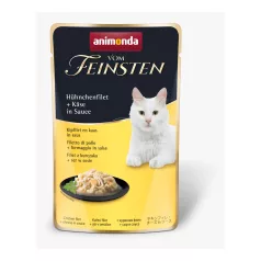   Animonda | Vom Feinsten Adult Pouch | csirkemell és sajt alutasakos nedves eledel felnőtt macskáknak – 18 × 50 g