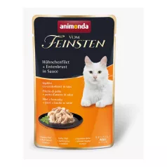  Animonda | Vom Feinsten Adult Pouch | csirkefilé és kacsamell szószos alutasakos nedves eledel felnőtt macskáknak – 18 × 50 g
