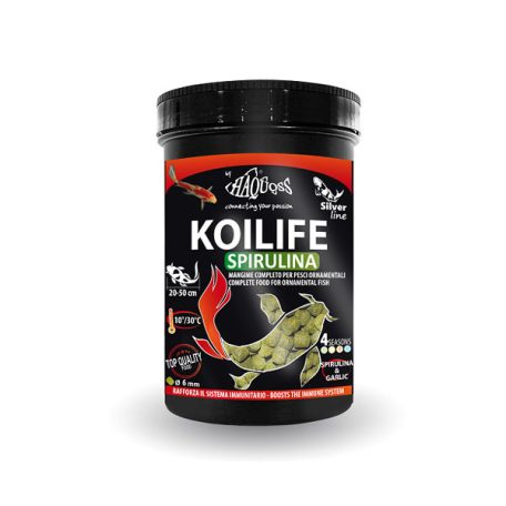 Haquoss | KOILIFE SPIRULINA | – Spirulinás lebegő haltáp koi pontyok és tavi díszhalak számára – 1000 ml / 350 g