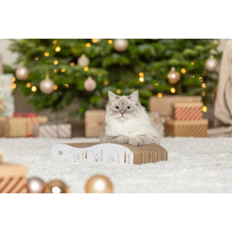 Trixie | Xmas karton kaparó - fehér/arany - 43,5x8x20cm