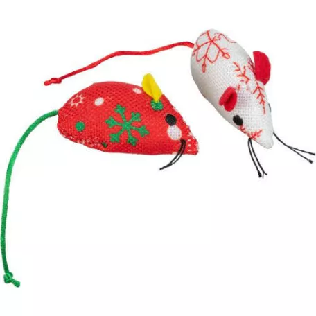Trixie Xmas plüss egérkék (plüss, piros/fehér) macskáknak – 7 cm