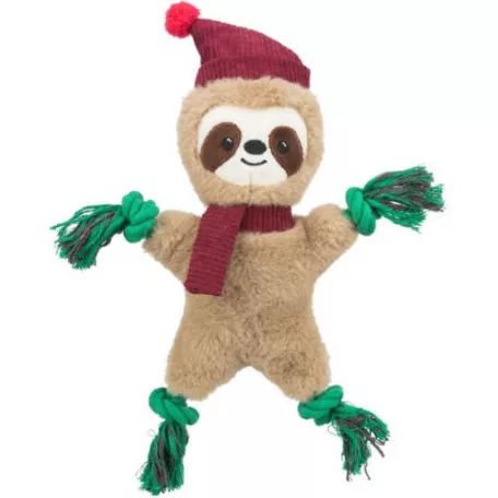 Trixie Xmas | Plüss lajhárral játék kötéllel és zörgő fóliával – 30 cm, karácsonyi kollekció