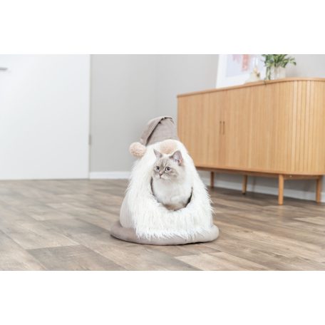 Trixie | Xmas manó sapka formájú bújó, bársony hatású bézs színben - 45x47cm