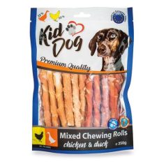  KidDog | Mixed Chewing Rolls | Kutyáknak | Jutalomfalat | Csirke, kacsa, bivalybőr - 250 g