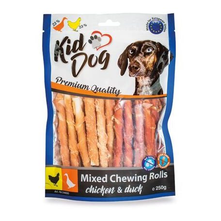 KidDog | Mixed Chewing Rolls | Kutyáknak | Jutalomfalat | Csirke, kacsa, bivalybőr - 250 g