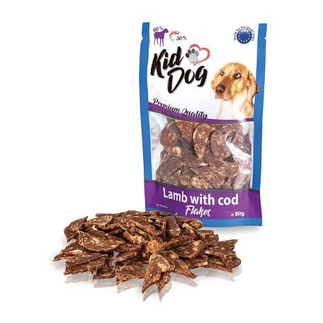 KidDog | Flakes | Kutyáknak | Jutalomfalat | Bárány, tőkehal  - 80 g