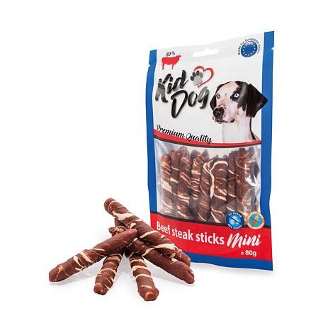 KidDog | Sticks Mini  | Kutyáknak | Jutalomfalat | Marha, nyersbőr - 7-8cm 80 g