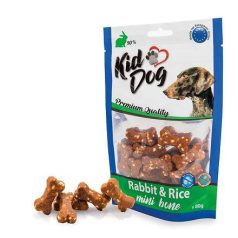   KidDog | Kutyáknak | Jutalomfalat | Mini csont alakú | Nyúl, Rizs  - 80 g
