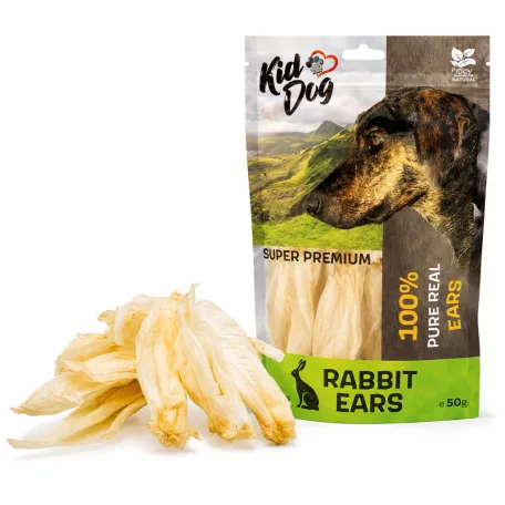 KIDDOG | Super Premium 100% Szárított nyúlfül kutyáknak – 50 g