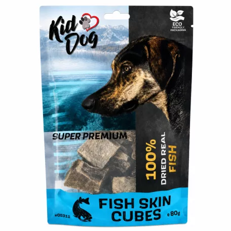 KIDDOG | Super Premium 100% Halkockák | Természetes tőkehalbőr jutalomfalat kutyáknak – 80 g