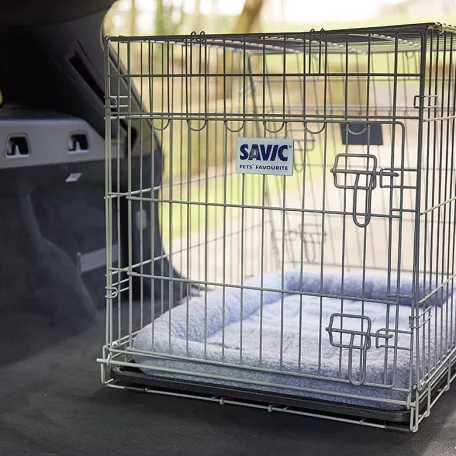 Savic | Dog Residence Mobile 76 cm | összecsukható fém szobakennel kutyáknak – szürke, 76 × 53 × 61 cm