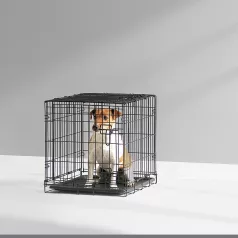   Savic | Dog Cottage 61 cm | összecsukható fém szobakennel kutyáknak – fekete/rozsdaszín, 61 × 44 × 50 cm