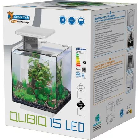 SuperFish | QubiQ 15 LED | Modern dizájn akvárium beépített szűréssel – 15 liter, fekete