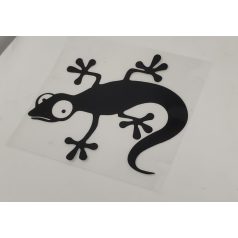 Vidám gekkós matrica – fekete kontúr dizájn