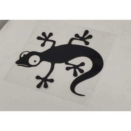 Vidám gekkós matrica – fekete kontúr dizájn