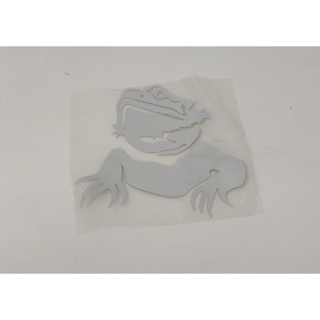 Szakállas agáma kontúros matrica – ezüst színben