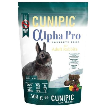 Cunipic | Alpha Pro | Teljesértekű, felnőtt nyúl eledel - 500 g