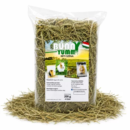 Bunny Yummy | Réti széna | Prémium minőségű természetes szálas takarmány rágcsálóknak – 200 g (~6 liter)