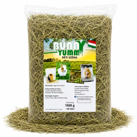 Bunny Yummy | Réti széna | Prémium minőségű természetes szálas takarmány rágcsálóknak – 1500 g (~45 liter)