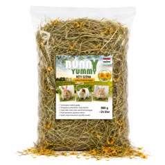   Bunny Yummy | Széna körömvirággal | Prémium természetes réti széna rágcsálóknak – 800 g (~24 liter)