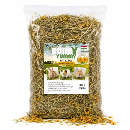Bunny Yummy | Széna körömvirággal | Prémium természetes réti széna rágcsálóknak – 800 g (~24 liter)