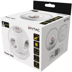   Entac |Gömb Elosztó - 4 Foglalattal, Kapcsolóval -1.5m 3G1.5