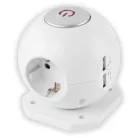 Entac |Gömb Elosztó 3 Foglalattal - 2x2.1A USB-vel Kapcsolóval, 1.5m - 3G1.5