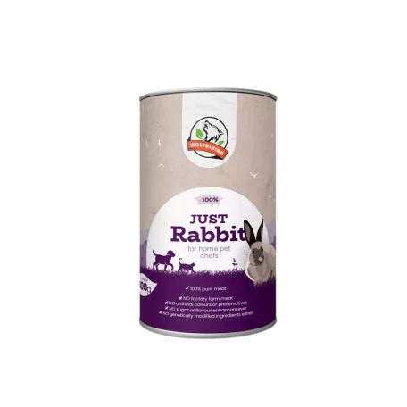 Farkaskonyha | Just Rabbit – 100% párolt nyúlhús és belsőség mix kutyáknak 400g