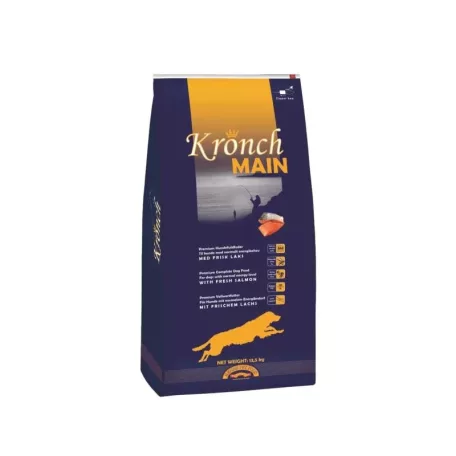 Henne Kronch | Main – Prémium lazacos kutyatáp felnőtt, idősebb és túlsúlyos kutyáknak - 13,5 kg