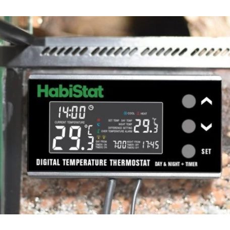HabiStat | Digital Thermostat Timer | Digitális hőmérsékleti termosztát hüllők és kétéltűek számára – 600 W
